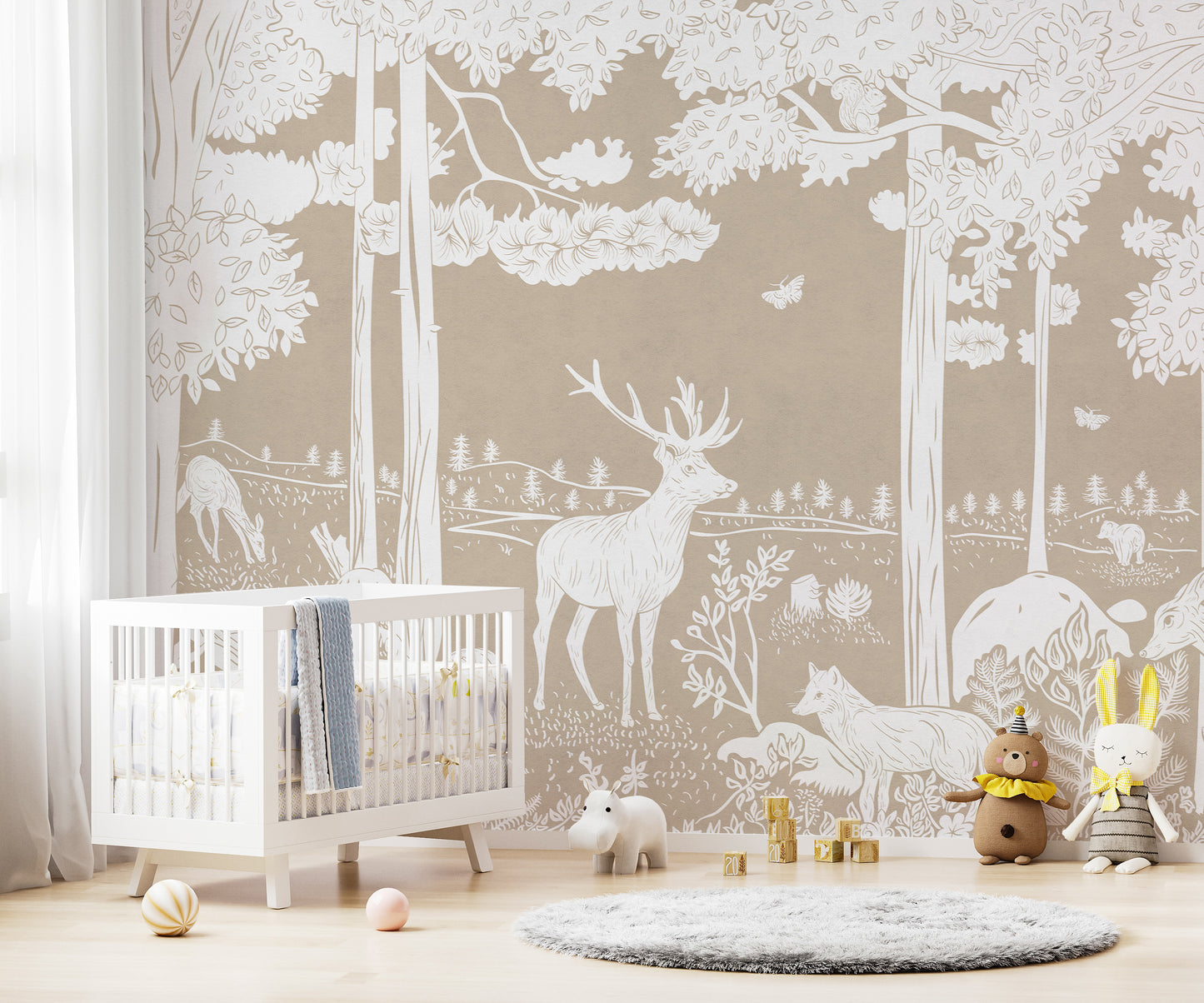 Monochrome Forest Brown Wall Mural