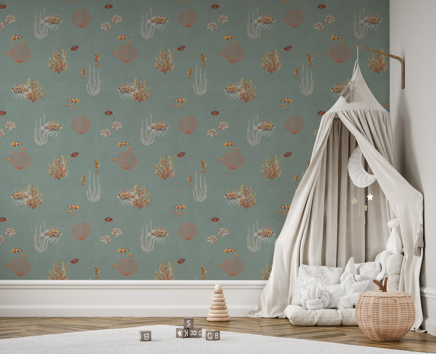 Teal Oceanic Wonders Wallpaper Mural