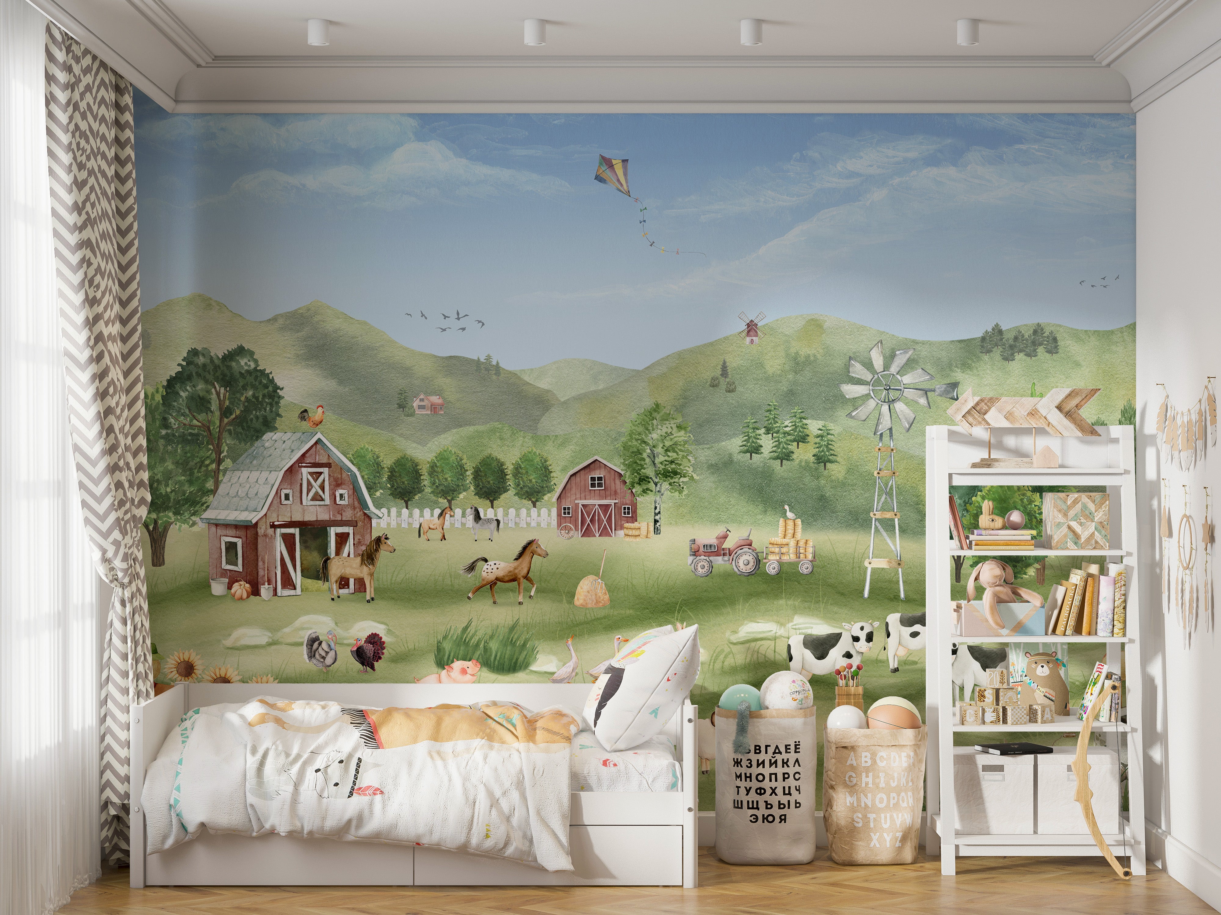 Farm Animals Wallpaper for Nursery