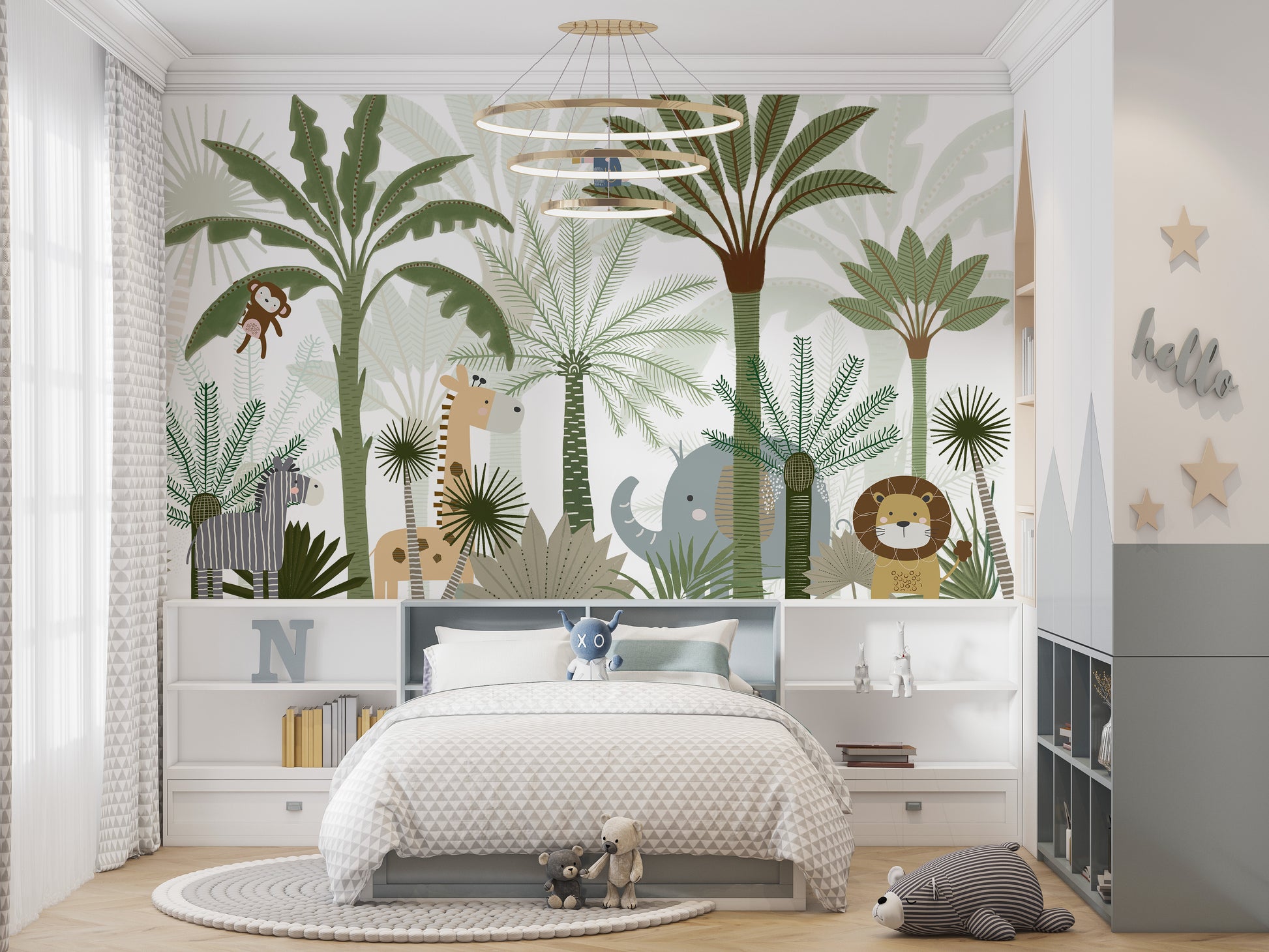 Playful safari wallpaper for children's rooms