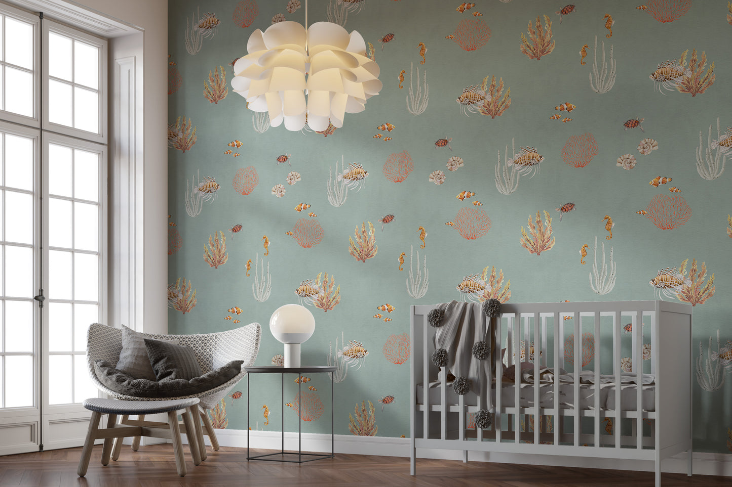 Teal Oceanic Wonders Wallpaper Mural