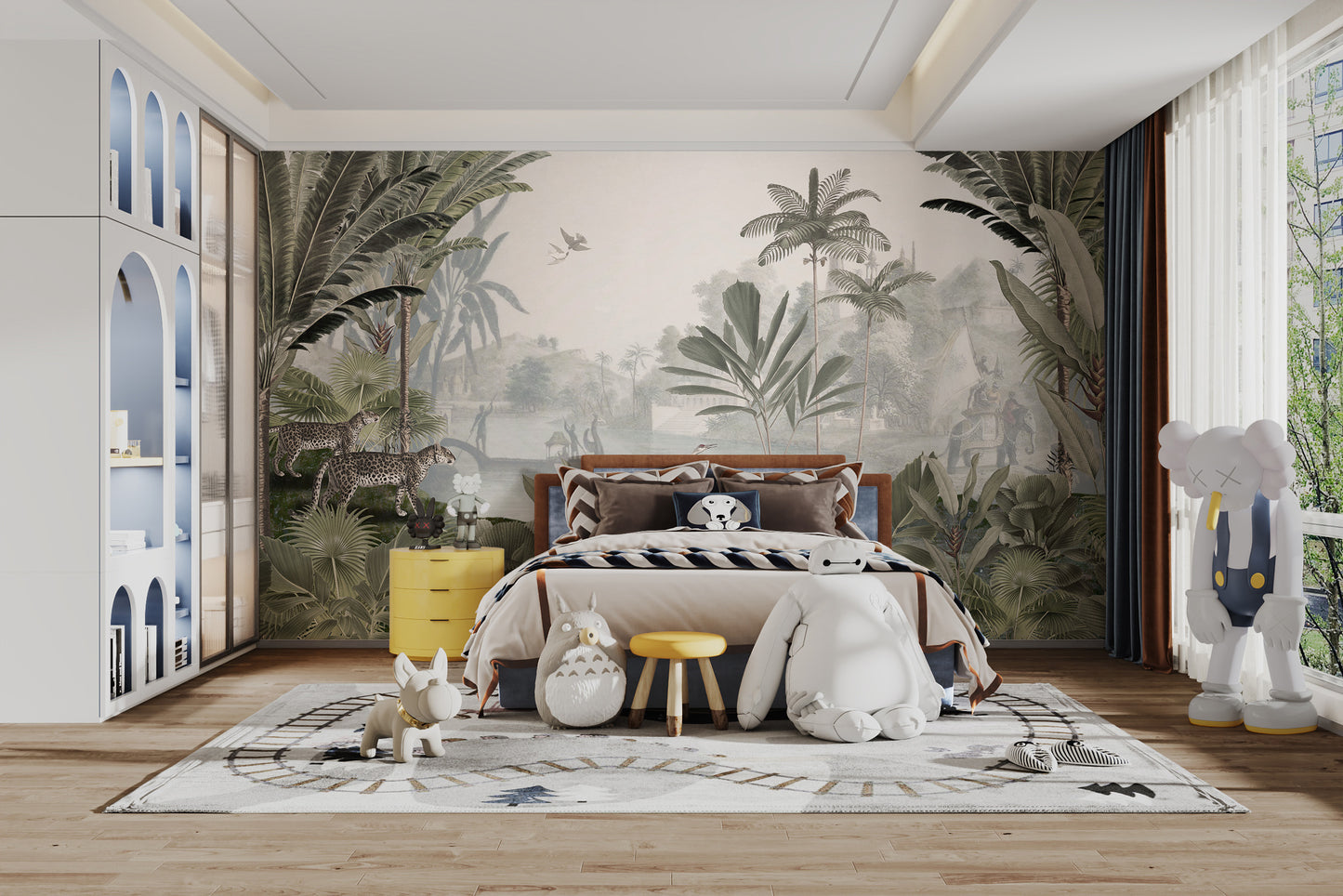 Sophisticated leopard and forest wallpaper mural