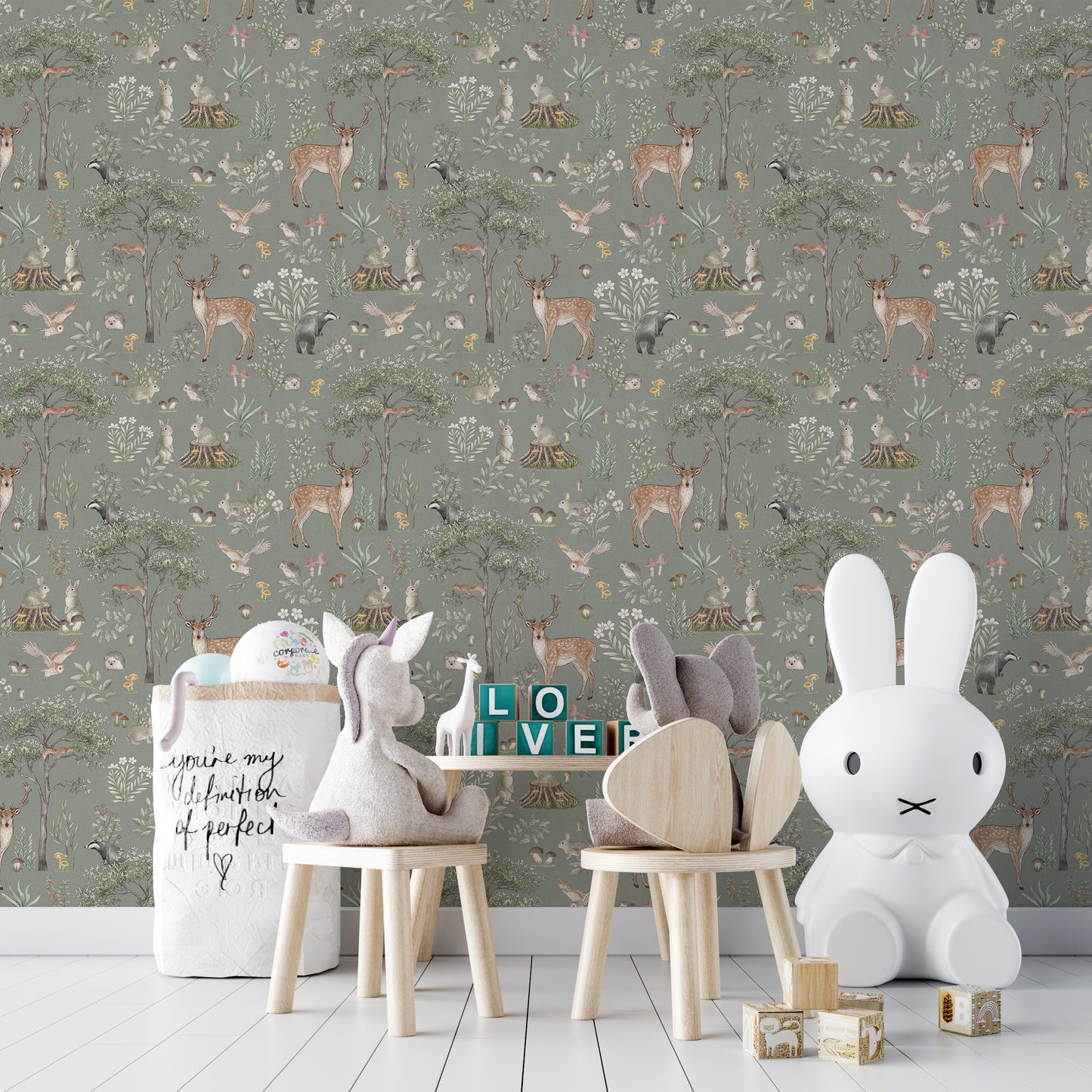 Sage Green Wildlife Wallpaper