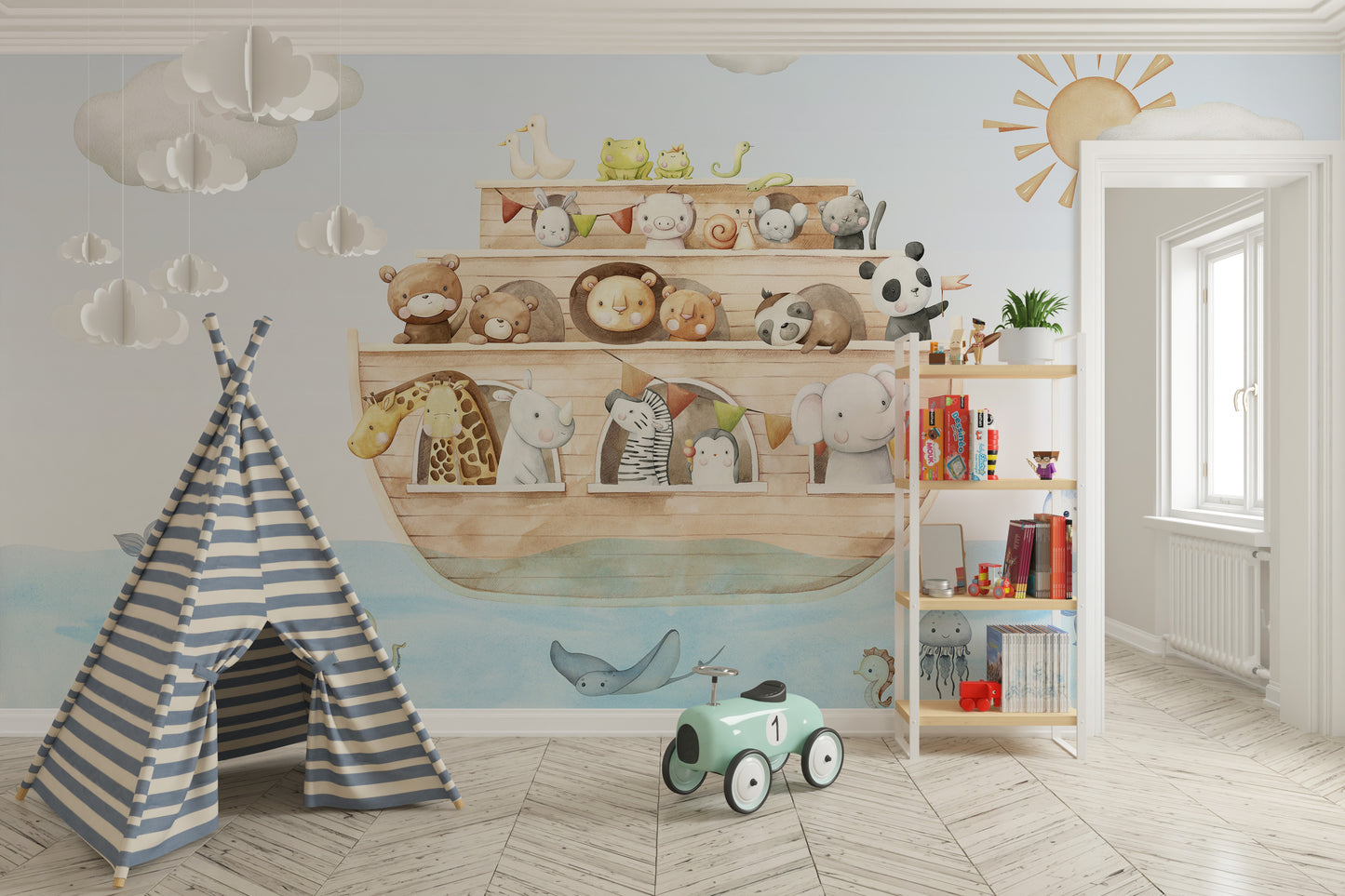 Nautical adventure wallpaper for kids rooms