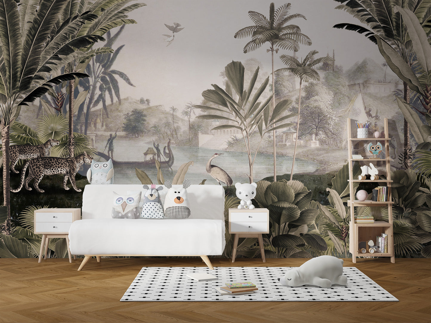 Leopard Landscape with sepia color Jungle wallpaper murals