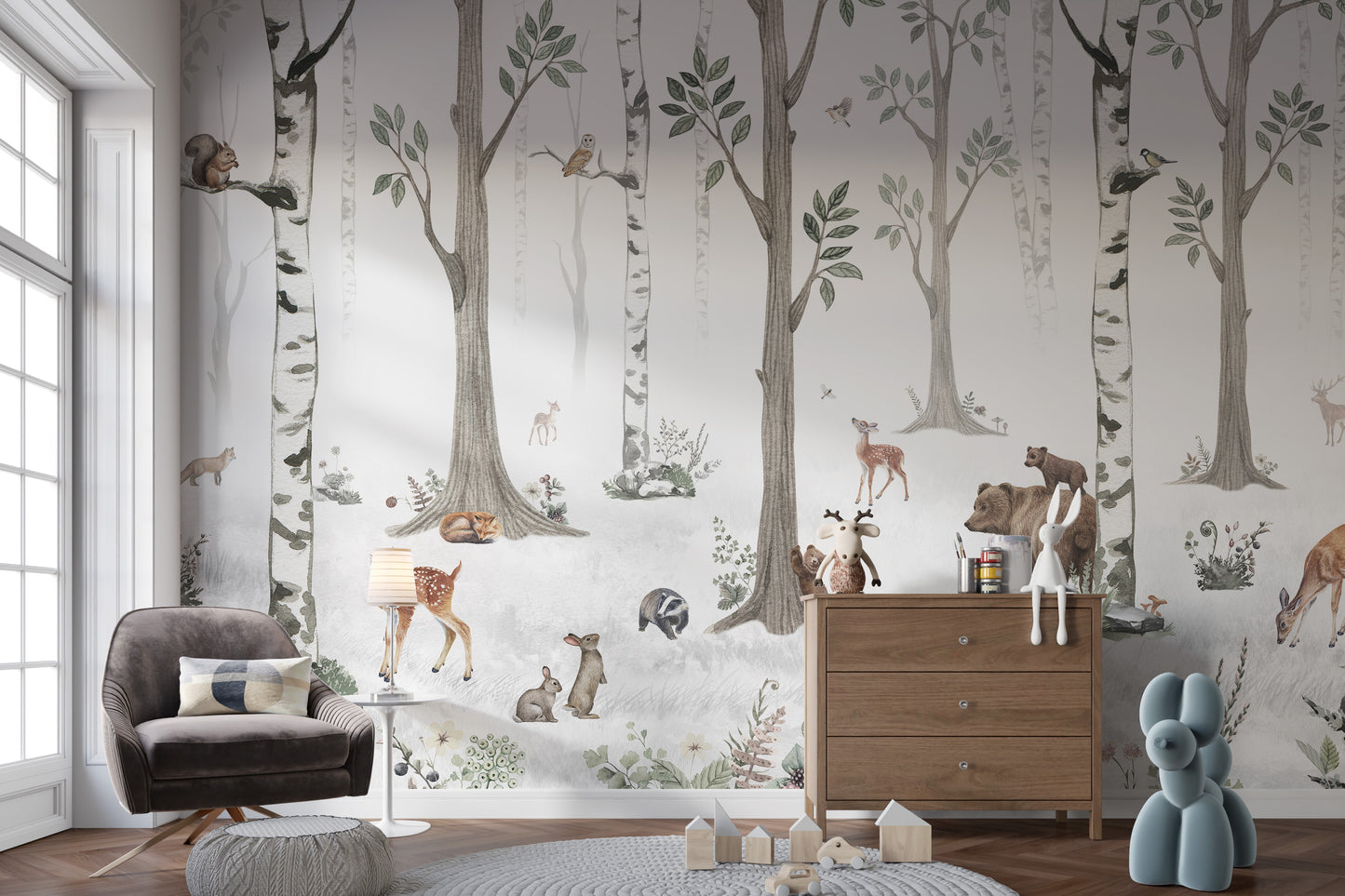 Gentle woodland vibes White Forest wallpaper for walls