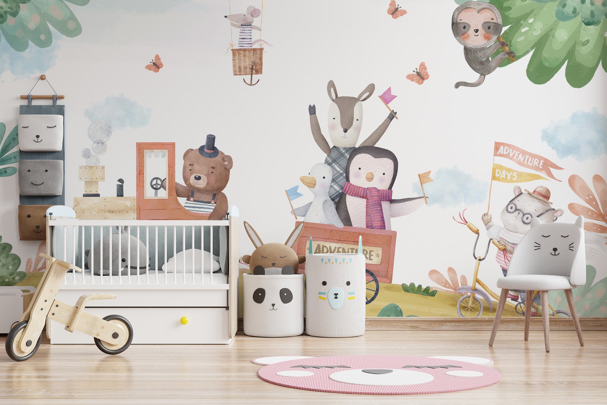 Whimsical Adventure Kids Wall Mural
