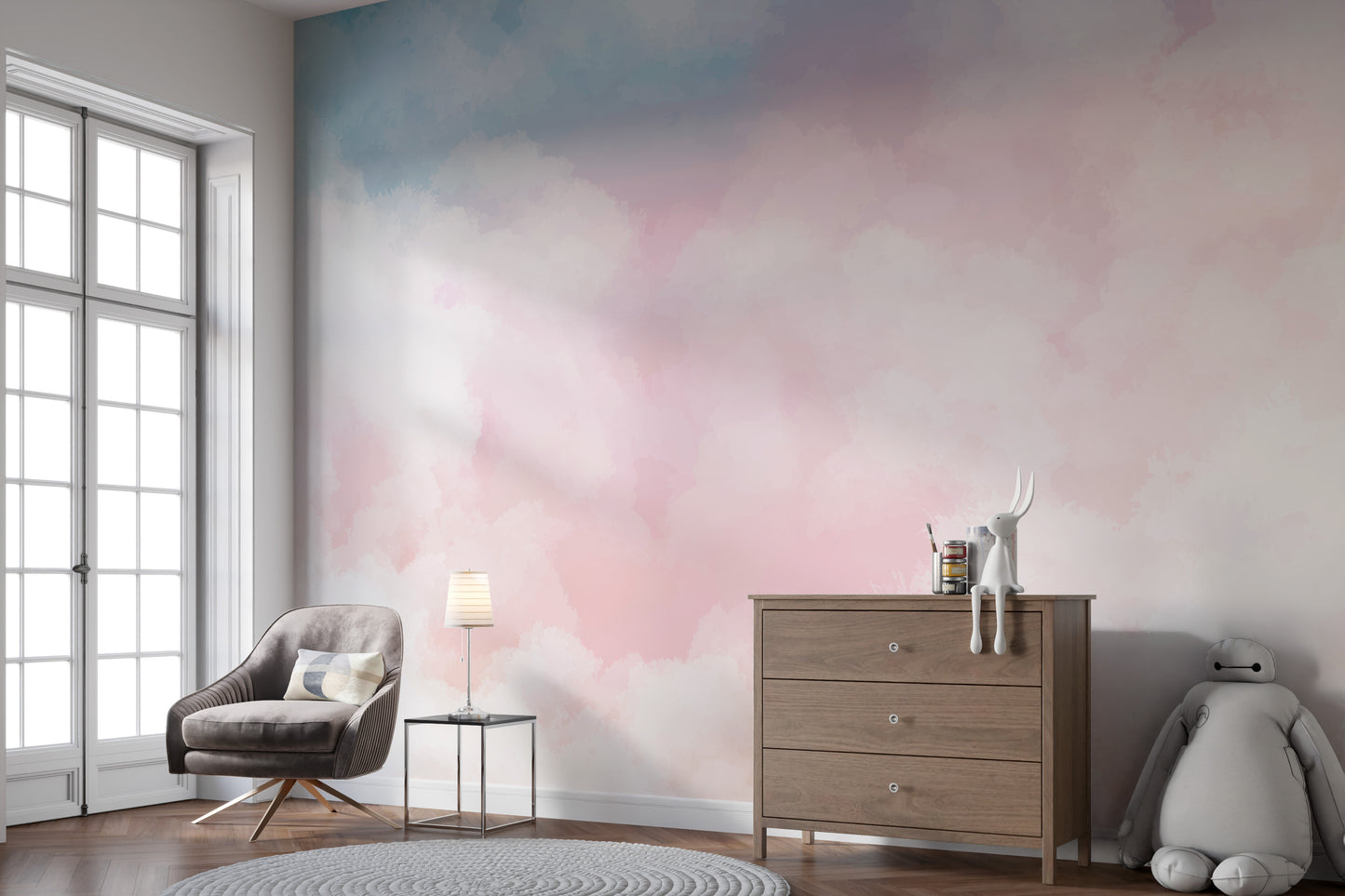 Serene Cotton Candy Horizon Mural