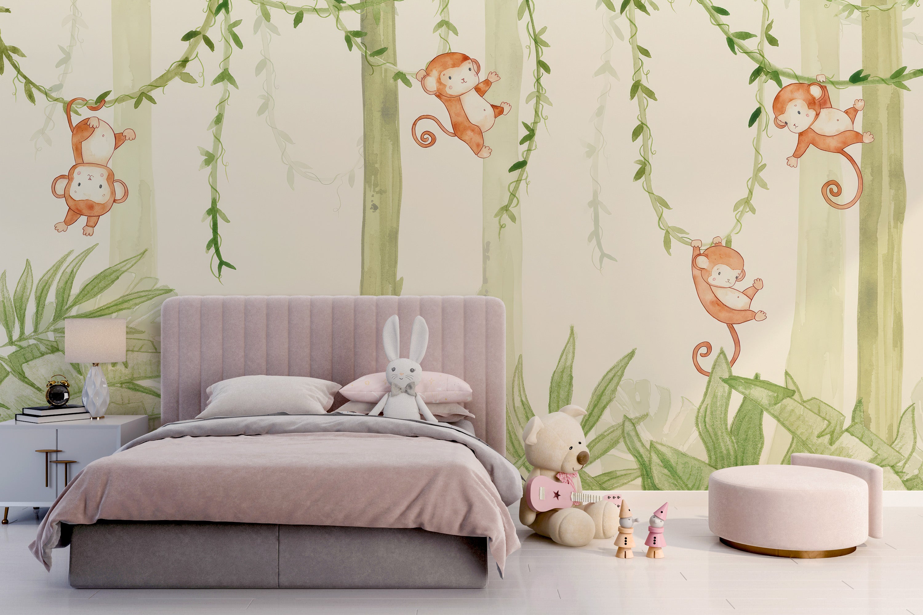 Whimsical monkey wall art with jungle vibes