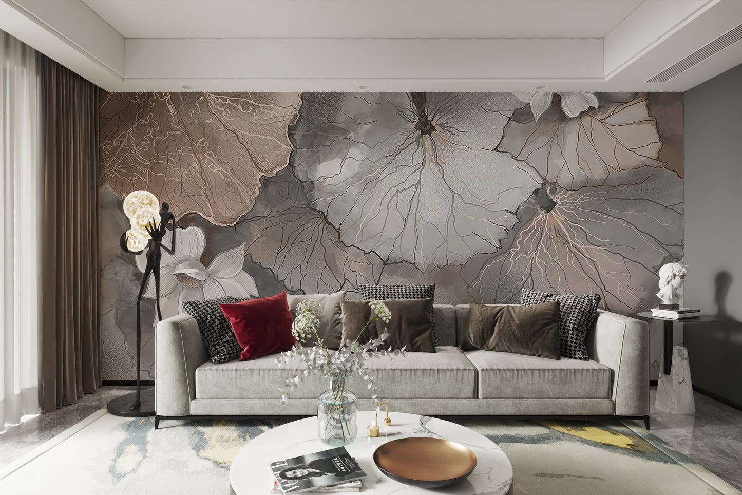 Lotus Leaf Symphony Peach Mural