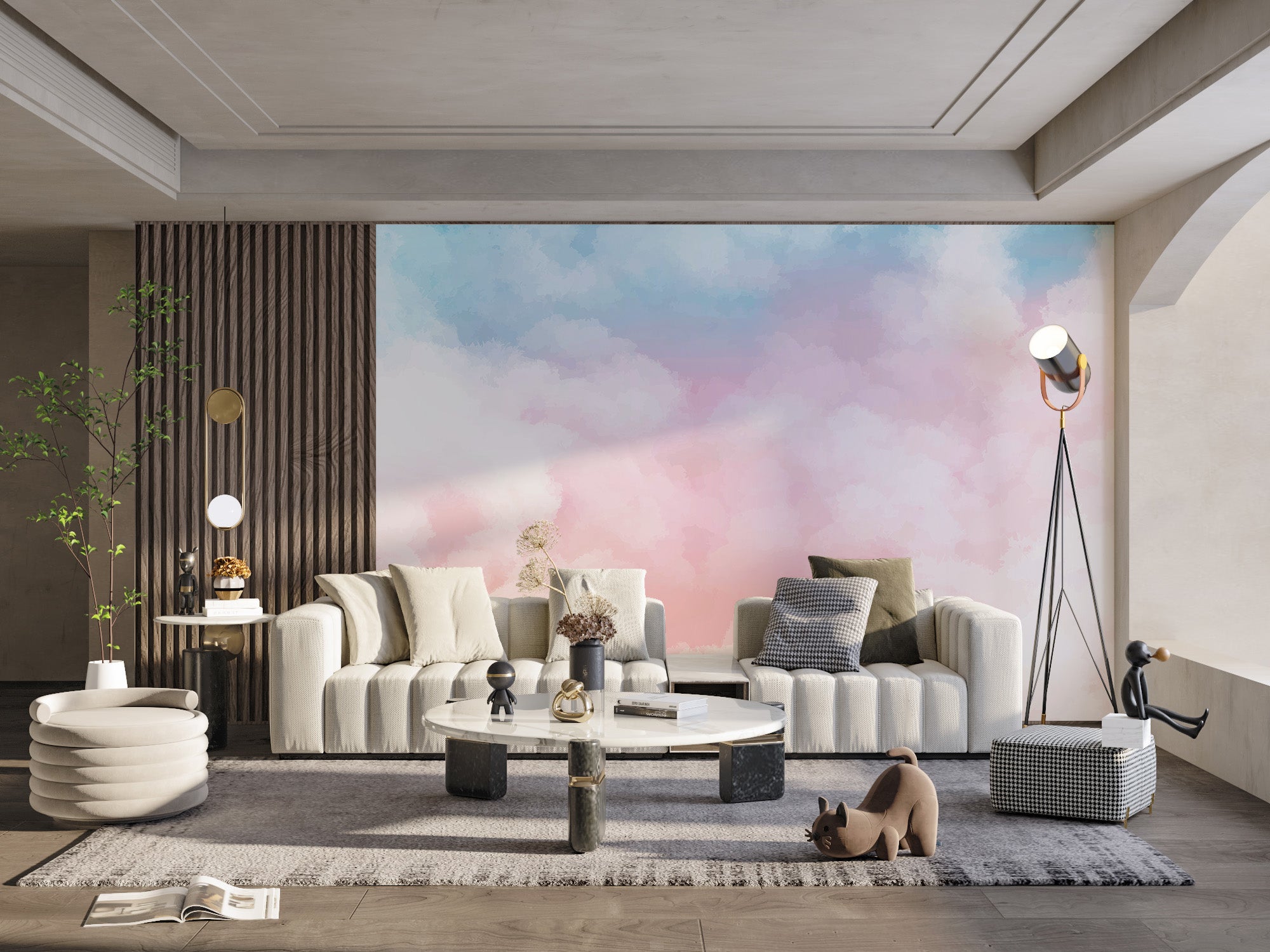 Gentle pastel tones wallpaper mural art
