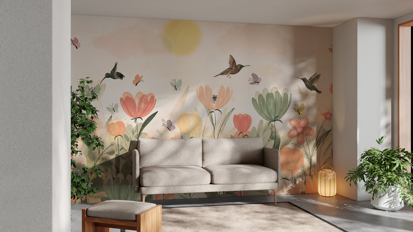 Colorful Flower Garden Mural
