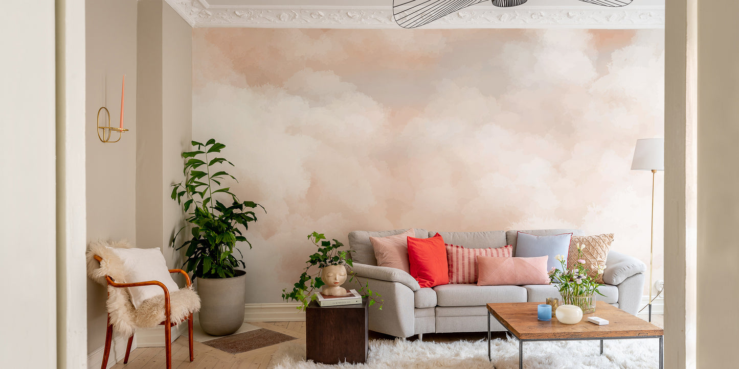 Soft peach-inspired wallpaper mural
