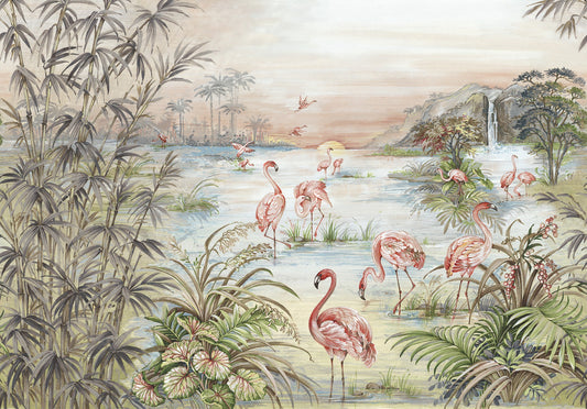 Watercolour Flamingos Wallpaper