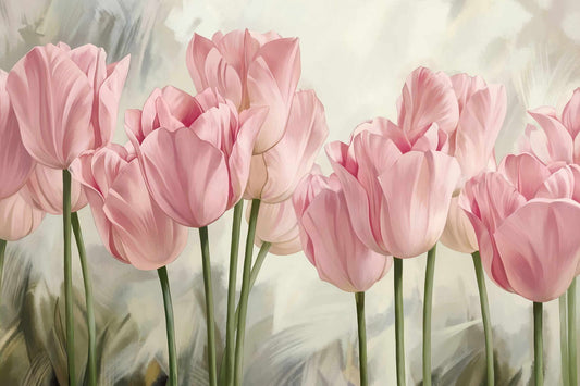 Majestic Meadows Pink Tulip Grandeur Wall Mural