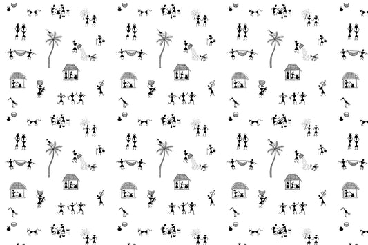 Warli Wonders Collection Mural Wallpaper