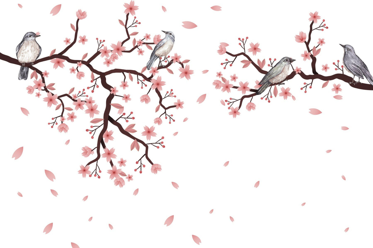 Dawn Chorus Cherry Blossom Wall Mural