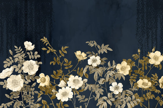 Midnight Gold Flora Wallpaper Mural