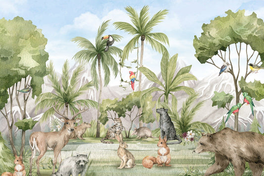 Exotic Creatures Landscape Art Mural