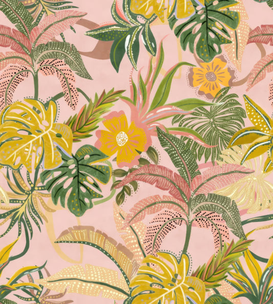 Vibrant Watercolour Tropical Leaf Wallpaper