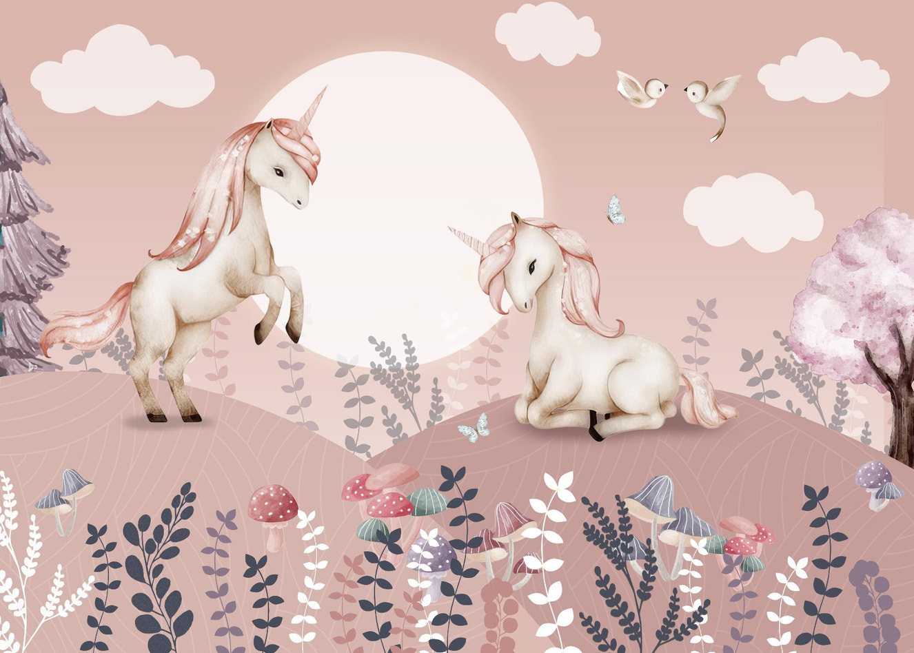 Pink Pegasus Girls Room Mural - Giffywalls