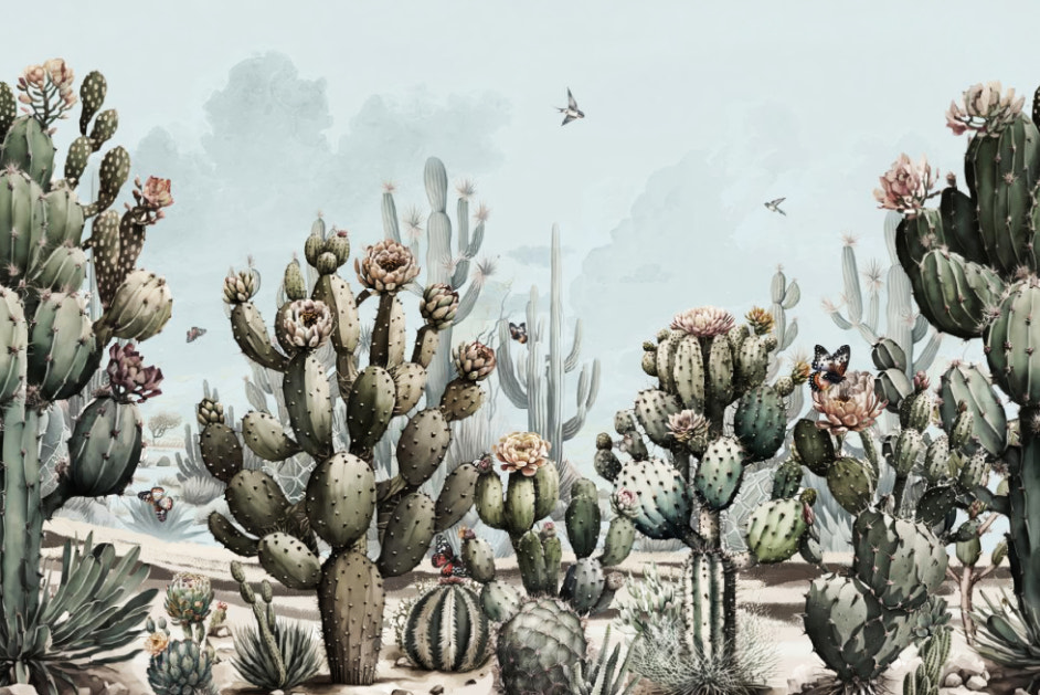 Cactus Garden Wallpaper Mural - Giffywalls