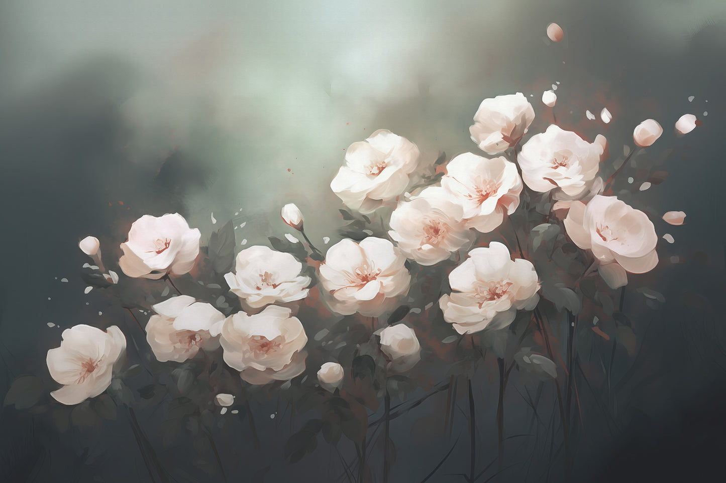 White Roses Wallpaper Mural