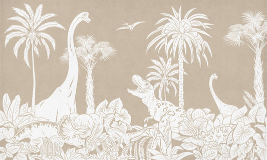 Monochrome Dino Brown Wall Mural