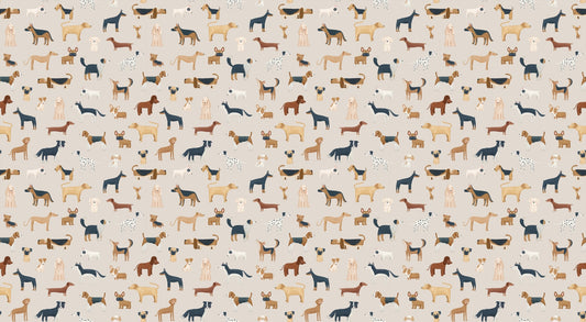 Beige Canine Parade Wallpaper