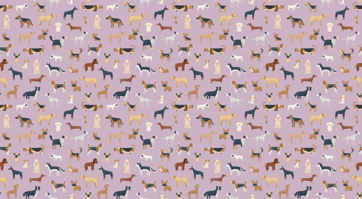 Lilac Dog Pattern Wallpaper