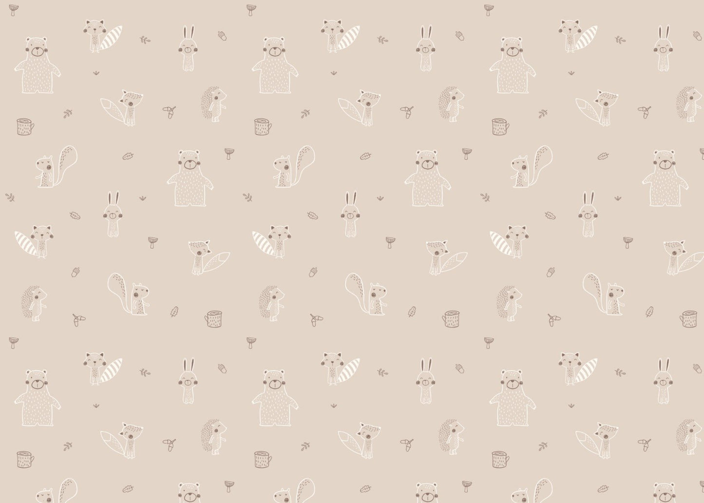 Beige Baby Forest Friends Wallpaper