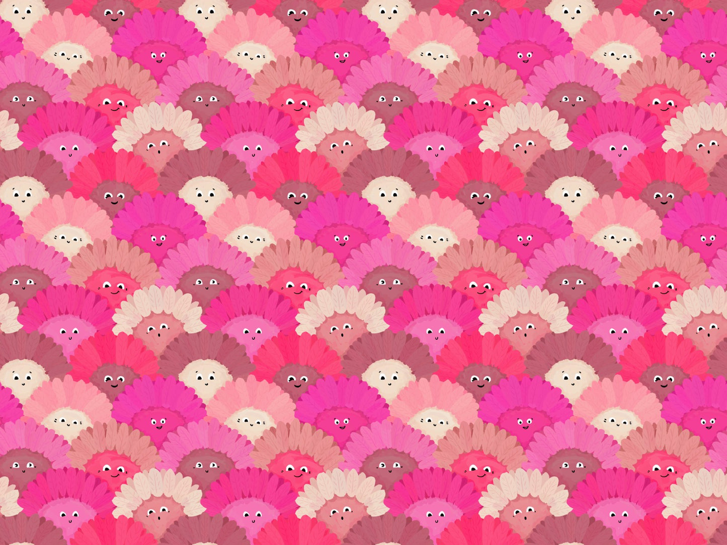 Cute Pink Flower Faces Wallpaper