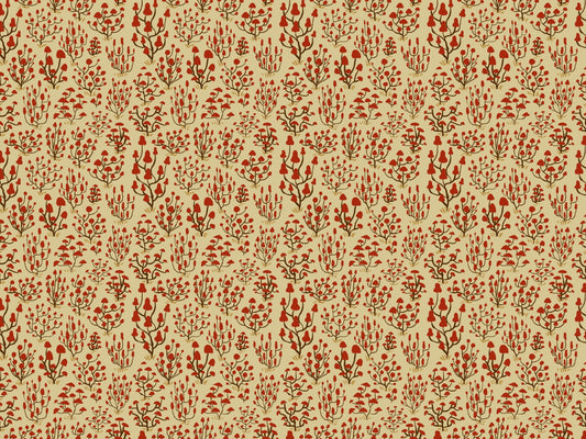 Ditsy Mushrooms Red Wallpaper