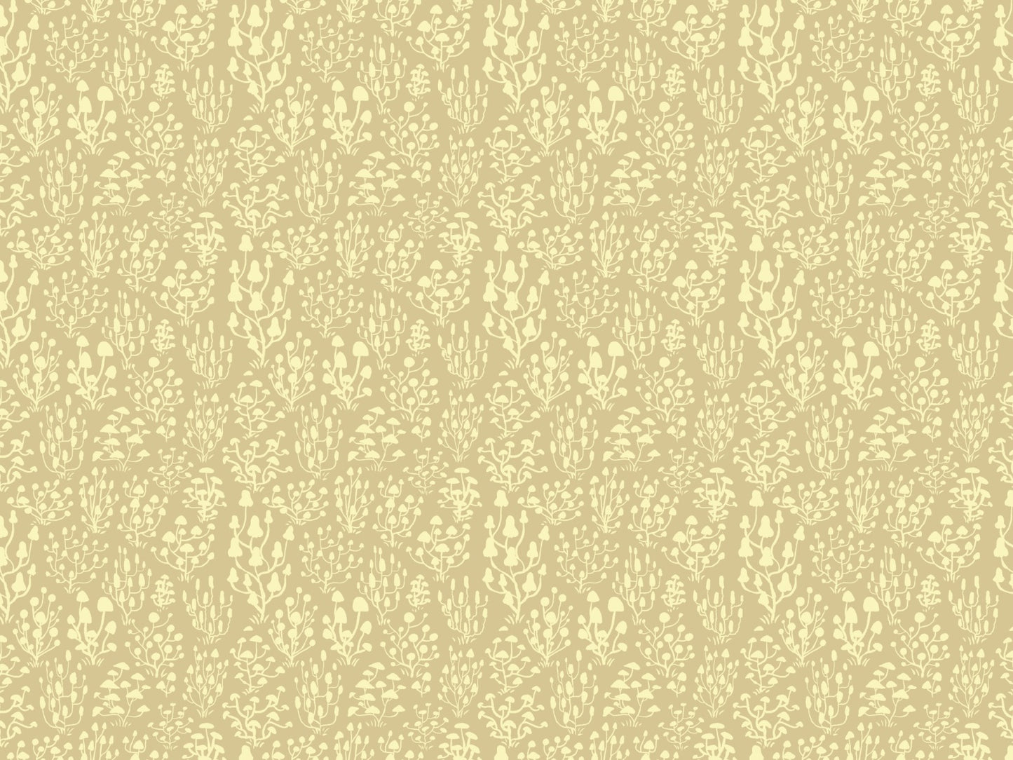 Ditsy Mushrooms Yellow Wallpaper