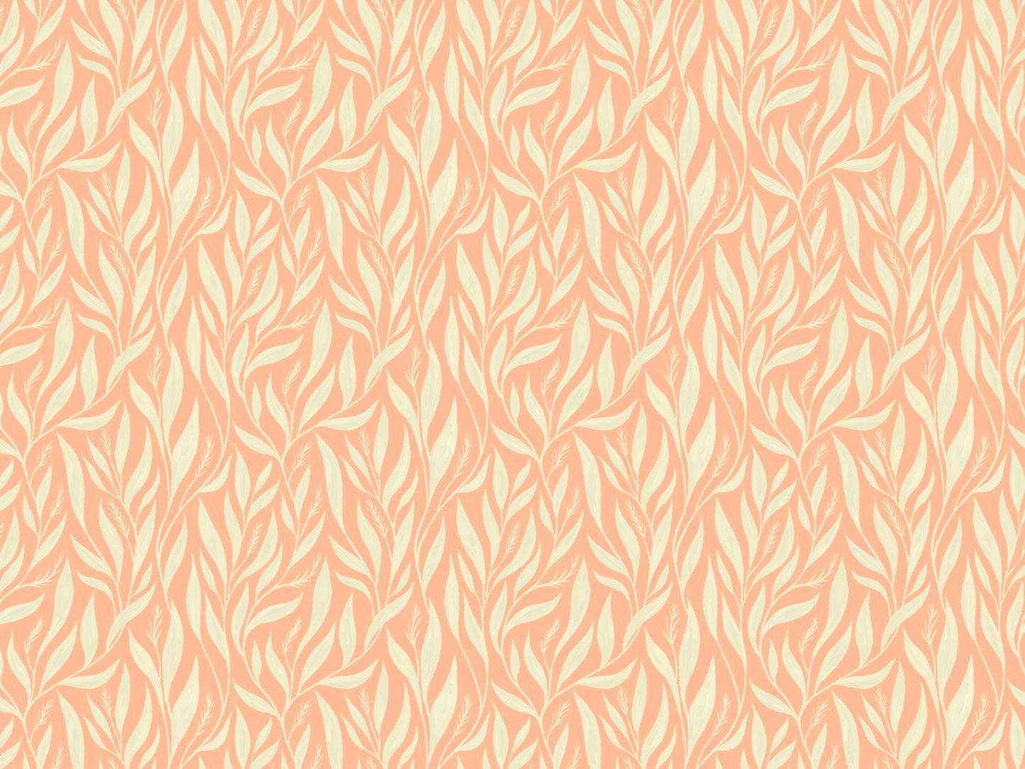 Peach and White Leavescapes Wallpaper