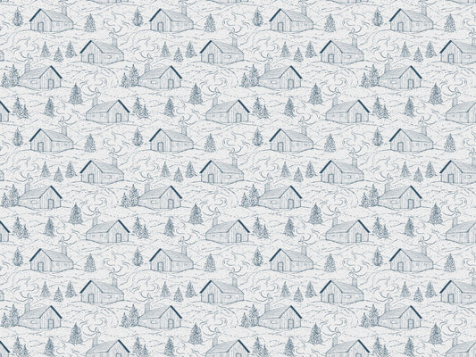 Smokey Cabins Blue Wallpaper