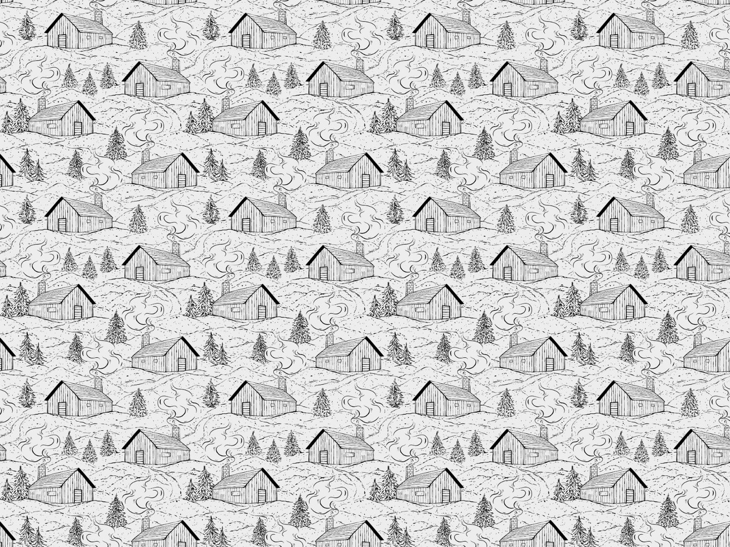 Black and White Smokey Cabin Wallpaper