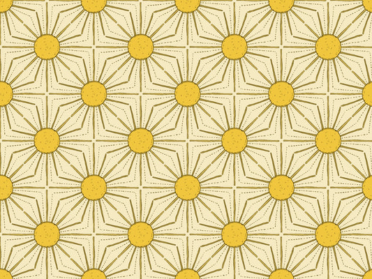 Yellow Sunburst Peel and Stick Wallpaper